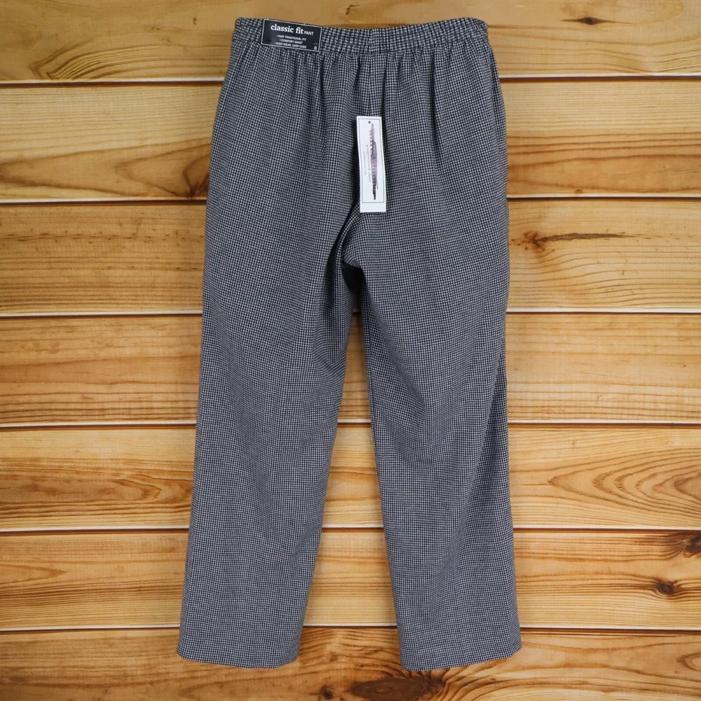Alfred Dunner Stretch Waist Dress Pants‎ Womens Size 8 Black Houndstooth NWT $48